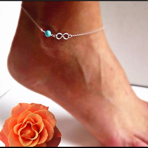 Jewelry - Silver beaded infinity boho ankle bracelet NEW